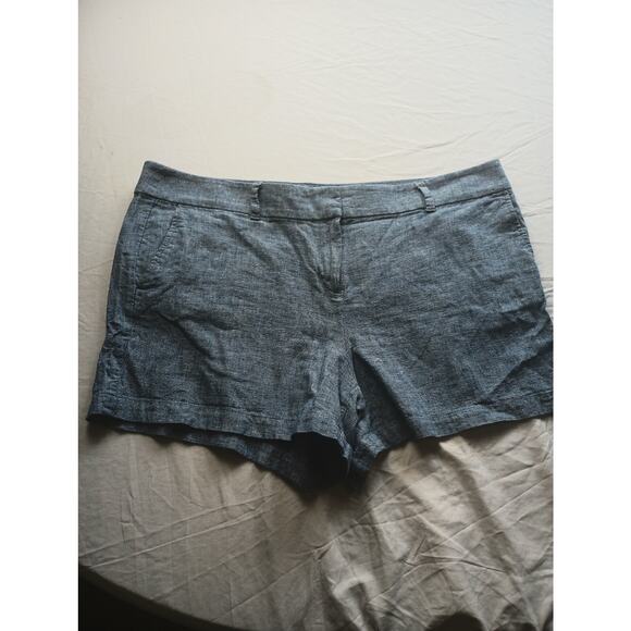 Loft Linen Blend 4" Short Shorts Women Blue Size 14 NWOT Vacation Tropical Beach - Picture 1 of 5